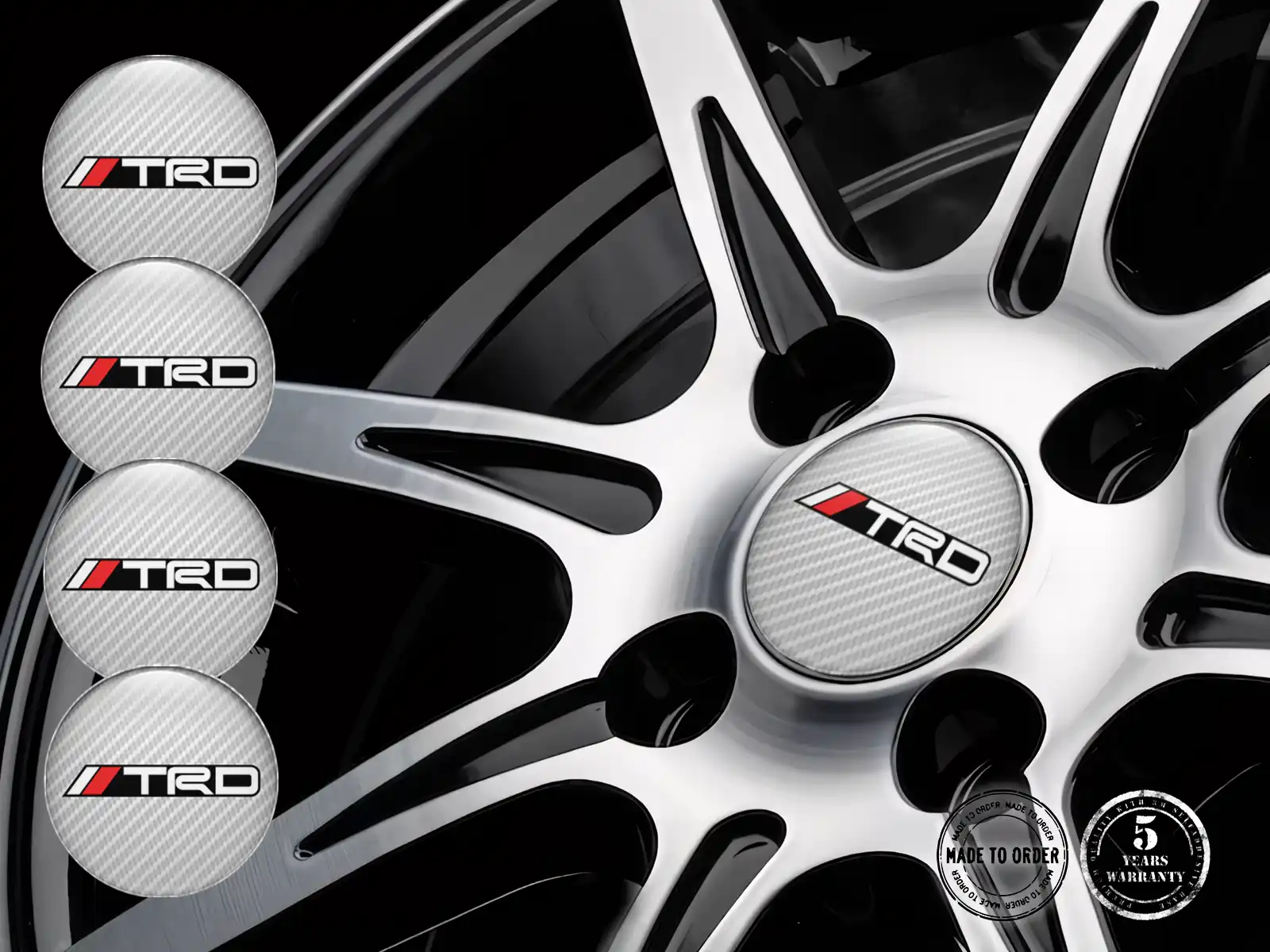 Toyota TRD Insignias Bombadas Pegatinas de Aro de Lujo